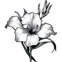 Fine Line Gladiolus tattoo design idea