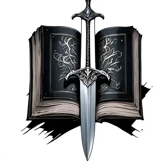 fantasy, books, swords tattoo design idea