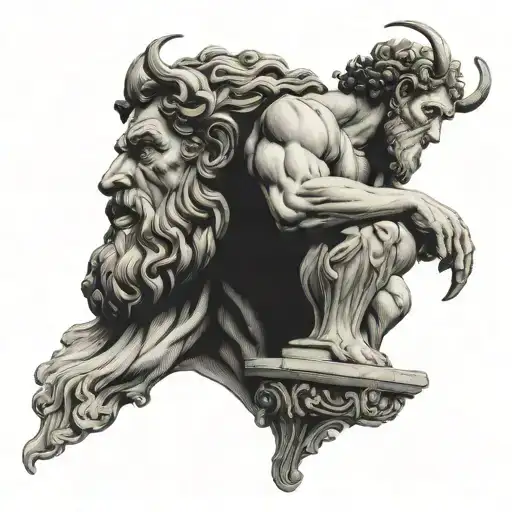 zeus and taurus realistic tattoo design idea