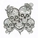 sugar skulls see no evil speak no evil tattoo design idea