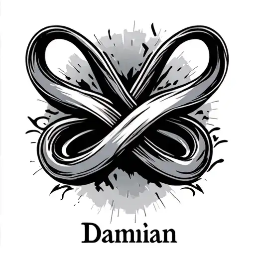 Infinity logo with the name Damian tattoo design idea