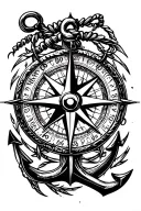 compass and anchor tattoo design idea