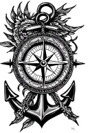compass and anchor tattoo design idea