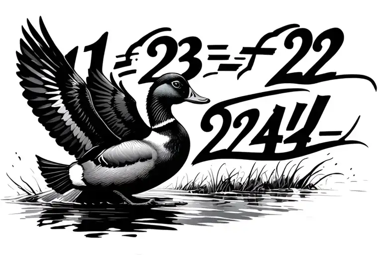 "11•23•24" Duck flying towards tattoo design idea