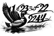 "11•23•24" Duck flying towards tattoo design idea