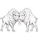 two bisons fighting each other side tattoo design idea