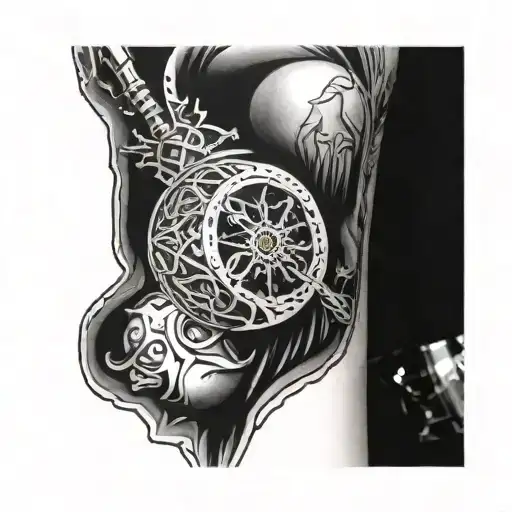 lord of the rings mixed with starwars in a Nordic style   tattoo design idea