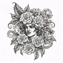 greek god flowers fashion runway tattoo design idea