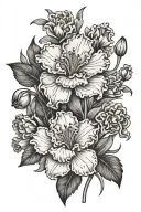 carnation and snowdrop flower tattoo design idea