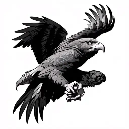 eagle grasping coal tattoo design idea