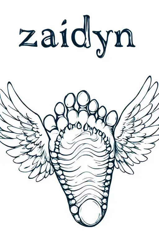 "zaidyn" "zaidyn" memorial tattoo of a baby footprint with wings tattoo design idea