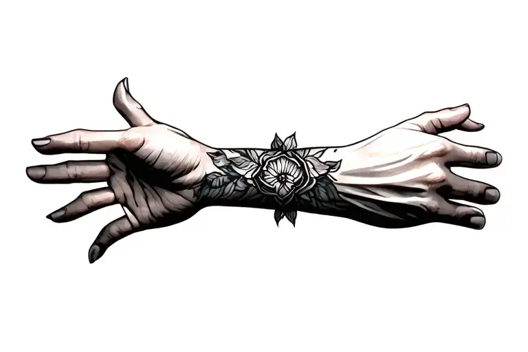 cuff around wrist tattoo design idea