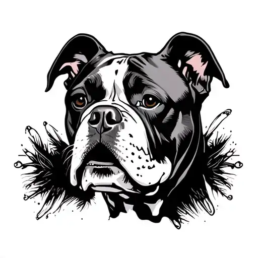 American bulldog head skelleton tattoo design idea