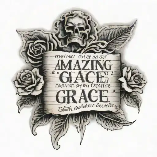 ripped out piece of paper with amazing grace lyrics  tattoo design idea