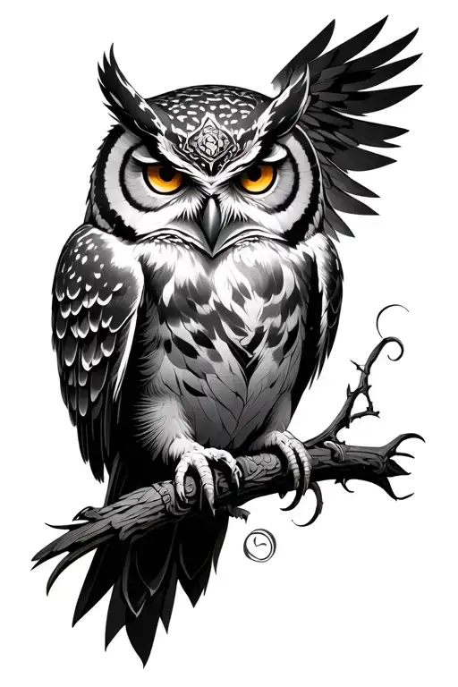 athena with an owl but the drake logo as the owl tattoo design idea