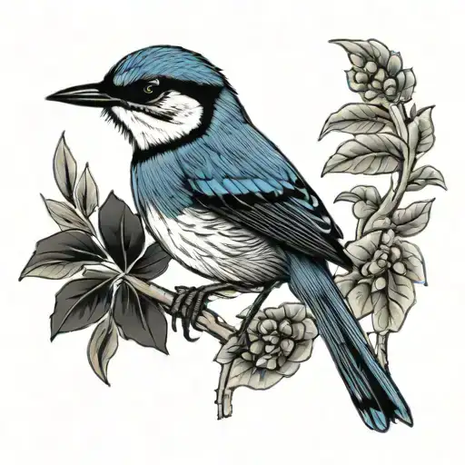 blue wren bird tattoo design idea