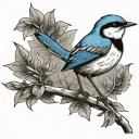 blue wren bird tattoo design idea
