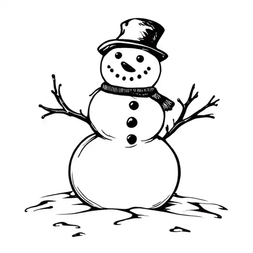 Snowman Melting tattoo design idea