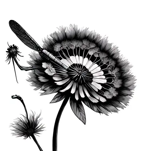 Dragonfly Dandelion tattoo design idea
