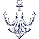 octopus with anchor behind it like a classic tattoo design idea