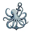 octopus with anchor behind it like a classic tattoo design idea