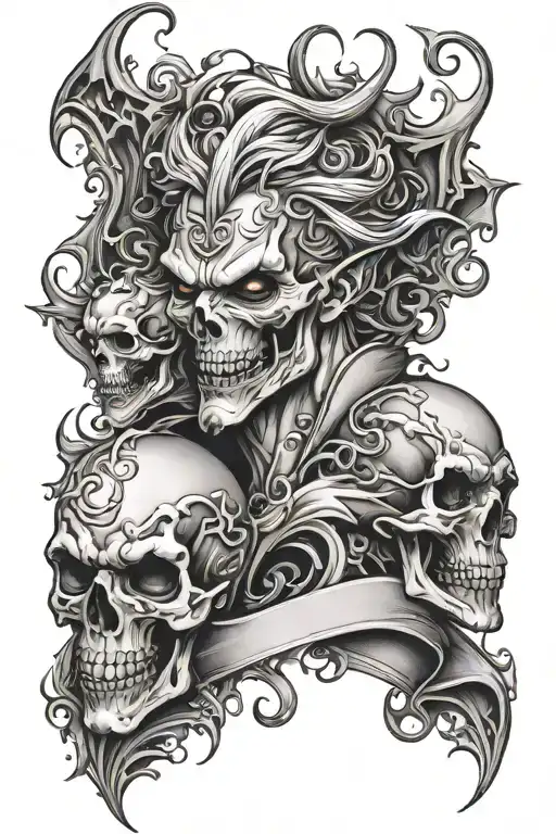 good half evil tattoo design idea