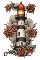 lighthouse standing tall amidst tattoo design idea