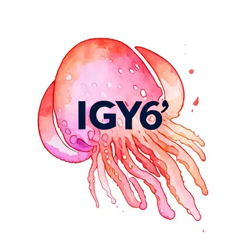 random drops of soft colors with squid skin text 'IGY6' us remove squid shape  tattoo design idea