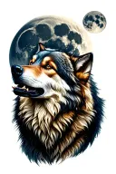 full moon with wolf howling at the moon tattoo design idea