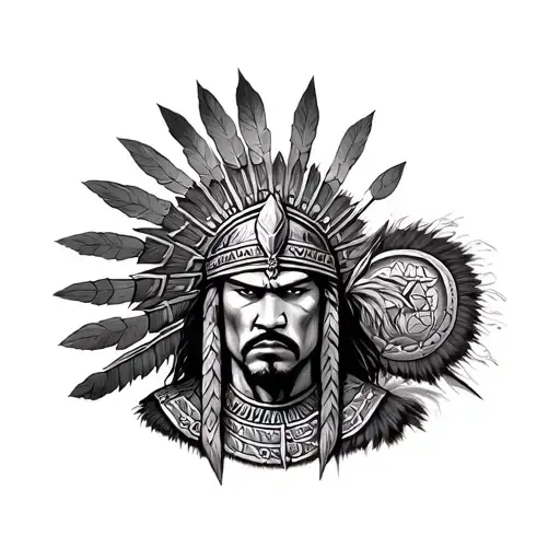 tattoo of Inca warrior with Inca symbolism, but it must include the Brand of Sacrifice from the manga Berserk, an ourobo tattoo design idea