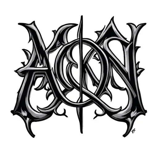 "ACKN" initials intertwined tattoo design idea