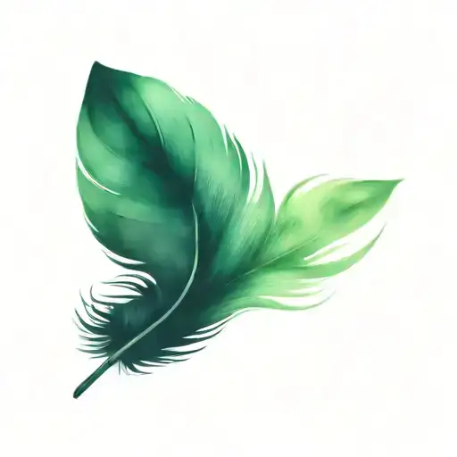 black feather with green highlights tattoo design idea