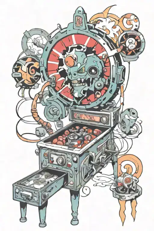 pinball and pain tattoo design idea