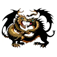 dragon with blue eyes fighting a lion roaring tattoo design idea