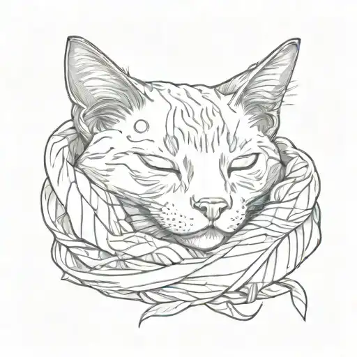 a cat sleeping on a blanket tattoo design idea