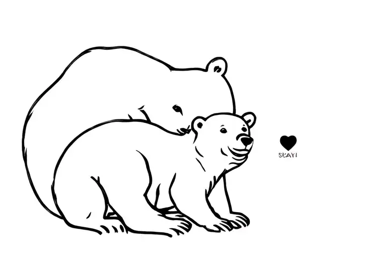 bear and cub on back tattoo design idea