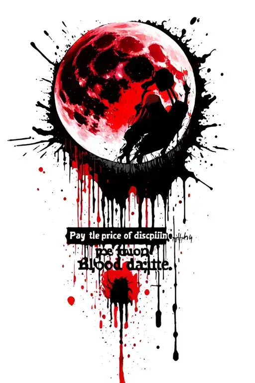 "Pay the price of discipline " Blood moon tattoo design idea