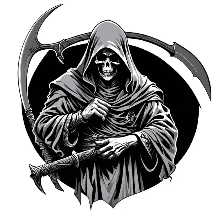 Grim reaper holding a scythe tattoo design idea