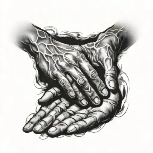 creation of adam hands tattoo design idea