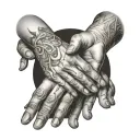 creation of adam hands tattoo design idea