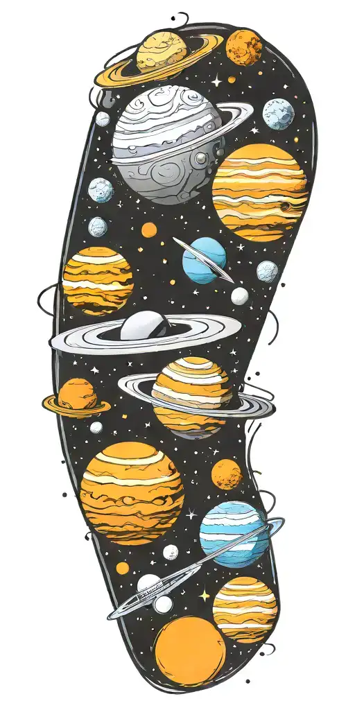 space planets tattoo design idea