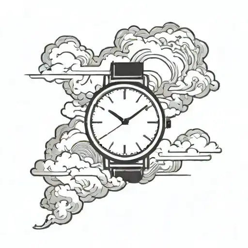 watch and a cloud from arcane tattoo design idea