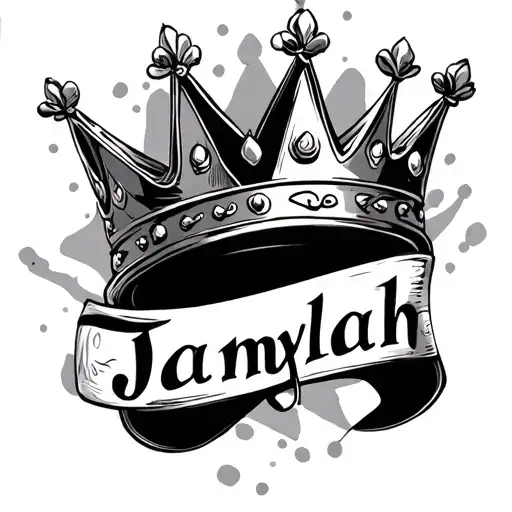 name jamylah and crown tattoo design idea