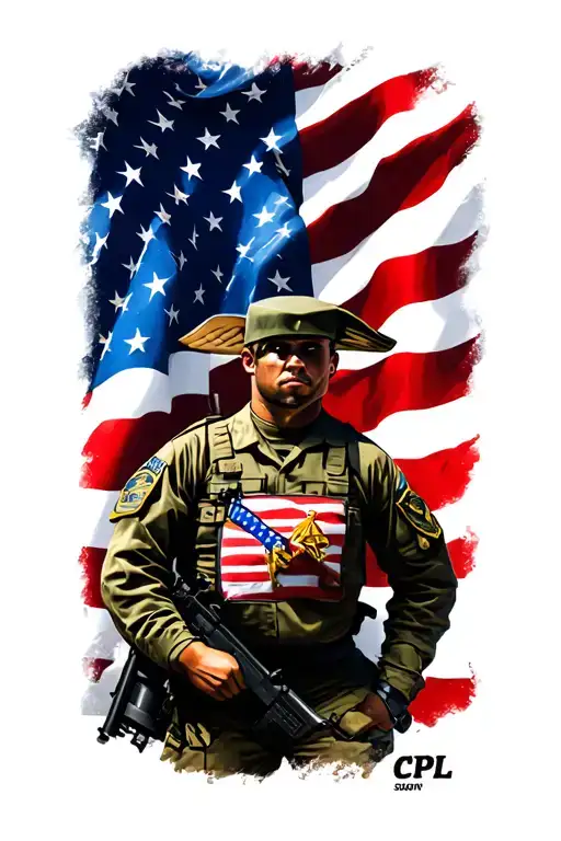 "SLASON, CPL chevrons" United States Marine Corps, American flag tattoo design idea