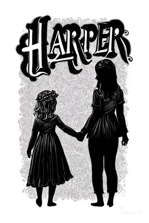 "Harper" daughter holding hands tattoo design idea