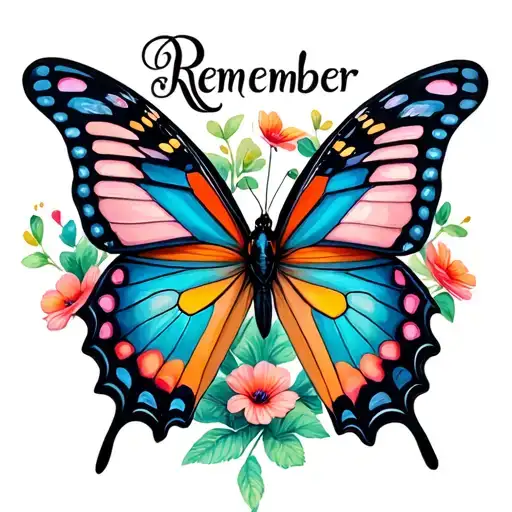 "Remember" "Remember" butterfly tattoo design idea