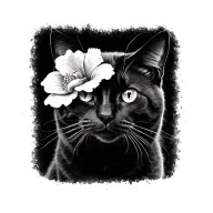 Cat Fleur Coeur tattoo design idea