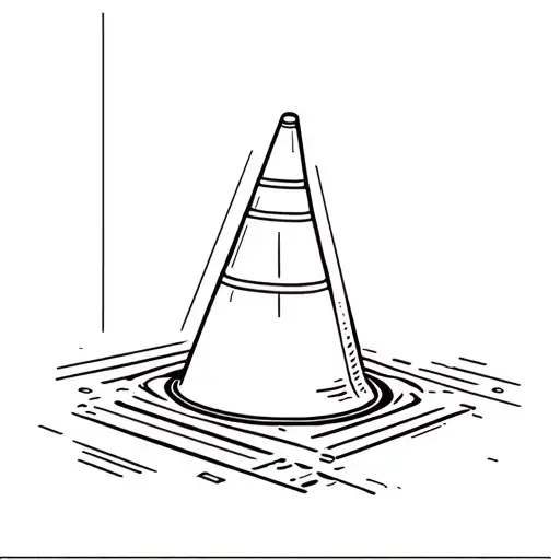 Traffic control cone that stands down with the narrower ending and from the top of the wide opening comes beer foam tattoo design idea