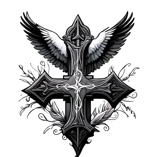 three crosses with doves on top tattoo design idea