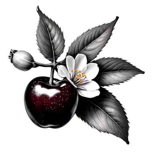 blossom cherry with barcelona circuit  tattoo design idea